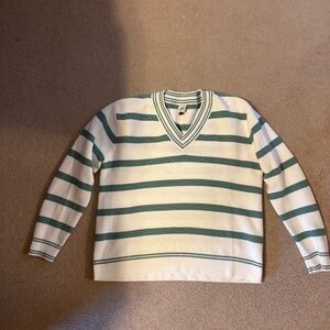 Cabi 6656 Arena V Neck Pullover Beau Stripe Green White M Medium Like New